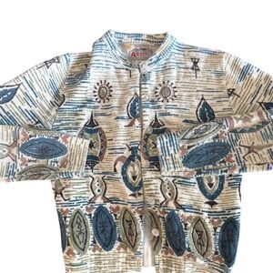 Vintage 1950s‎ Helen Harper Luxura Acrylic Cardigan Sweater Aztec  size small